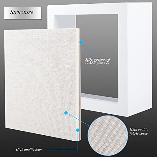 1DOT2 5x5 Small Shadow Box Frame Display Case, Grade A Natural Pine Wood HD Glass Front Soft Linen Back, 1.2 inches Interior Depth-White by 1DOT2 - Image 4