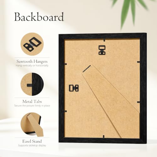 Image of 8.5x11 Solid Wood Picture Frame set of 4, Black Certificate Frames