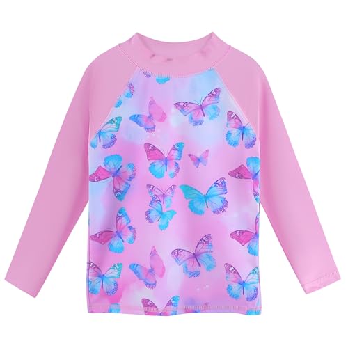 Image of BAOHULU Girls Rash Guard Swimsuit 2 Pieces Long Sleeve Bathing Suit UPF 50+ Quick Dry Beach Swimwear Size 3-14 Years