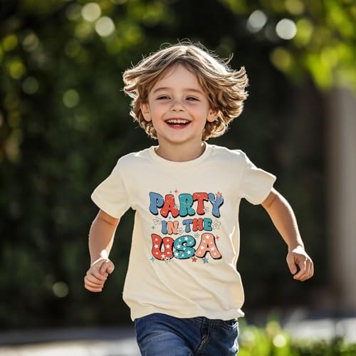 Image of Kid 4th of July T-Shirts Boys Girls American Flag Shirt Patriotic Top Short Sleeve Tees 2-12 Years