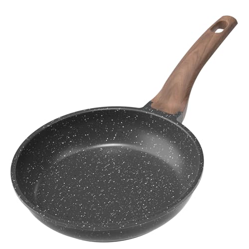 YASHE Bratpfanne mit Antihaftbeschichtung, 20 cm, Pfanne mit Granitbeschichtung für Eier, Pfannkuchen und Speck, induktionsgeeignet, leicht zu reinigen, PFOA-frei, mit hitzebeständigem Griff