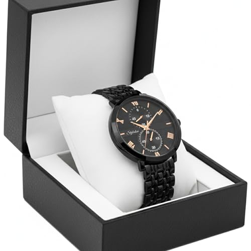 Image of STYLEDOSE Women's Luxury Black Analog Watch - Rose Gold Roman Numerals with Stylish Metal Chain Strap Wrist Watches for Women's & Girls&Miss&Ladies