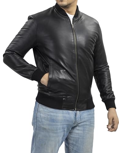 Jild Varsity Style Leather Bomber Jacket Men - Casual Fashion Real Suede Classic MA-1 Leather Jacket Men