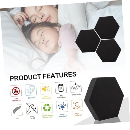 3Pcs Soundproof Hexagon Foam Tiles para Estudios de Grabación, Negro PU miniatura 2