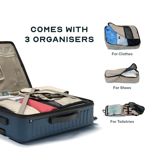 Image of Assembly Luggage Trolley Set of 2- Medium Check-in + Check-in Large with TSA Locks & 8 Spinner Wheels, Spacious Polycarbonate Hard Shell Trolley Bags for Business Travel & Vacations, Blue, 24+28 Inch