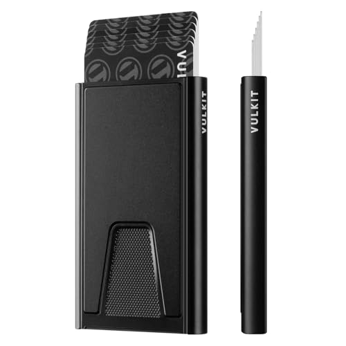 Image of VULKIT Credit Card Holder for Men, Aluminum POP UP RFID Blocking Card Case, Black
