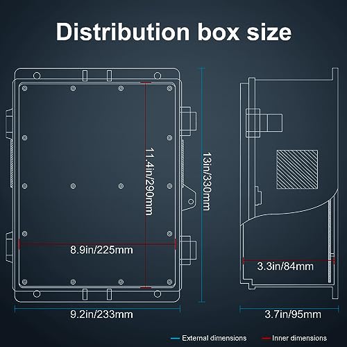 Namunanee Outdoor Electrical Junction Box, ABS Water Resistant Enclosure with Internal Mounting Panel & Hinged Cover (13" H* 9.2" L* 3.7" W)