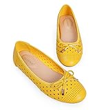 MUSSHOE Flats Shoes Women Breathable Dressy Comfortable Slip On Round Toe Ballet Soft Flats Yellow 9