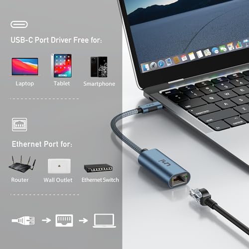 image for uni USB C to Ethernet Adapter, Driver Free RJ45 to USB C [Thunderbolt 