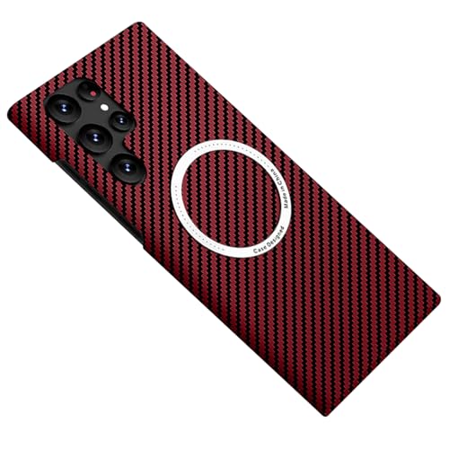 Coque Samsung S25 rigide ultra fine au design carbone premium rouge
