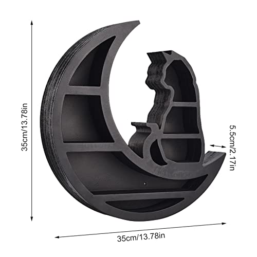 Cat Moon Shelf, Cat on The Moon Crystal Wood Shelf, Crystal Display Shelf - Image 2