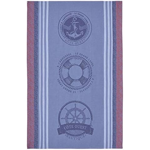 Coucke Nautique Cotton Jacquard Printed Tea Towel 50 x 75 cm Blue, Orange, 46x60 Cover