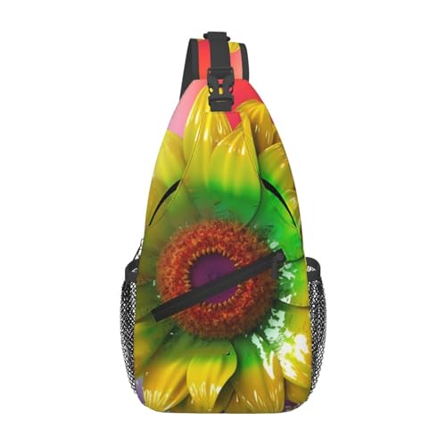 Bolso cruzado 3D con girasol colorido para hombres y mujeres miniatura 1