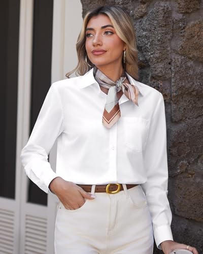 J.VER Button Down Shirts for Women Wrinkle Free Long Sleeve Dress Shirt Business Casual Work Blouse with Pocket3