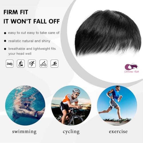 8x6 PREMIUM Mono Hair Patch 100% Silky and Soft Human Hair Wigs Original for Men Undetectable, Natural Looking and Lightweight Mens Hair System can be Fix Hair Patch Tape, Clips or Glue, Natural Black Hair