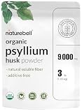 NatureBell Psyllium Husk Fiber Supplement, 9g Per Serving, 3lb (48oz) Powder | Organic Soluble Fiber for Digestive & Gut Health | Plant-Based, Unflavored, Non-GMO, Gluten-Free*