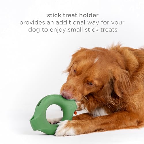 Ubbi Interactive Treat Dispensing Dog Toy, for Medium to Large Dog Breeds Durable Natural Rubber, Green, Green Treat Toy - Image 4