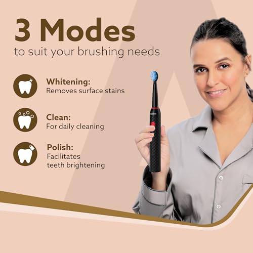 AGARO Royal Sonic Electric Toothbrush for Adults with 3 Modes, 19000 Strokes per minute, 2 Brush Heads, Dupont Soft Nylon Bristles, Rechargeable... - Image 4