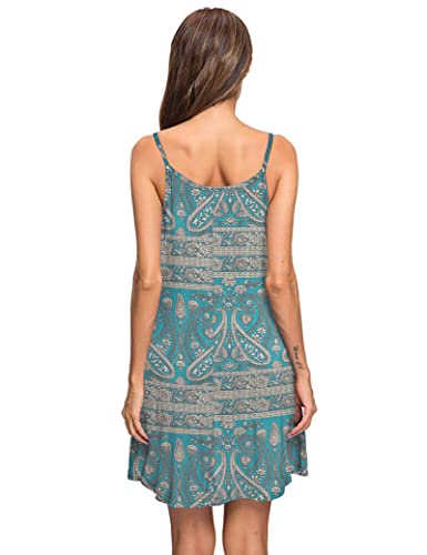 Image of MISFAY Women's Summer Spaghetti Strap Casual Beach Cover Up Dress with Pockets