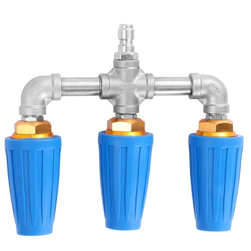 Pressure Washer Triple Turbine Nozzle 360° Rotating Pressure Washer Tip Turbine Nozzle Time Saving Triple for Cleaning Driveways Walls Decks(Blue)
