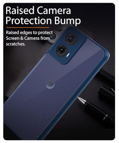 Image of WOW IMAGINE Shockproof Hybrid Back Cover for Motorola Moto G85 5G | Hard Slim fit Back Case | PC & TPU | Clear Transparent Case - Blue