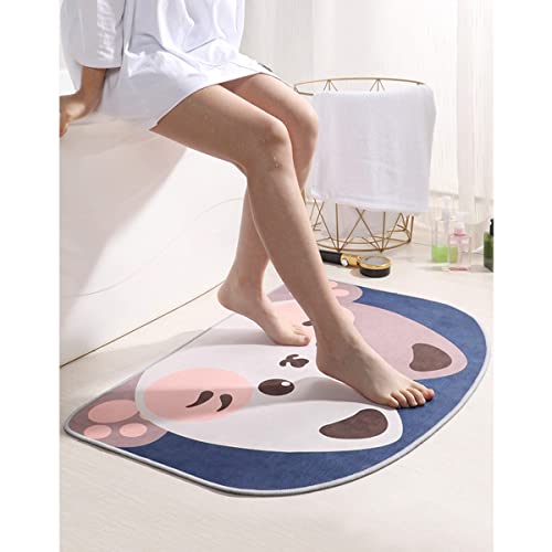 Image of wolpin Microfiber Anti-Slip Bath Mat (40 X 60 Cm) Quick Water Absorbent Diatomite Door Mat Bathmat For Home, Kitchen, Soft Cute Cat, Round, Multicolour