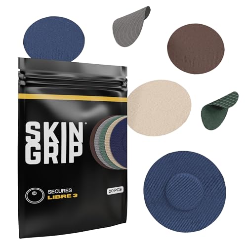 Skin Grip Freestyle Libre 3 Sensor Covers-Waterproof & Sweatproof Adhesive Patches for 10-15 Days (Not for Libre2), Pre-Cut CGM Sensors Cover, Compatible with Instinct Sensors- 20 Pack, Basic Pack