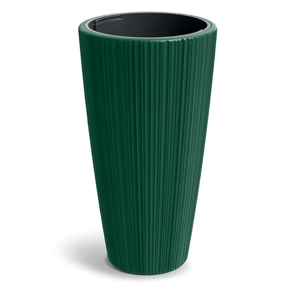 B2C Flowerpot Ridged Planter with removable insert Indoor Outdoor Modern Vertical grooves textured for home office patio garden decoration (Pine Green, W40cm x H73cm) — image 1