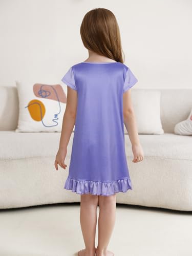 WonderBabe Girls Nightgowns Short Sleeve Nightdress Unicorn Cat Pajamas Toddler Nightgown Sleepwear Night Gowns for Kids3