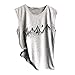 Gilet sans manches pour femme - Haut imprimé - Blouse de sport - Débardeur élégant - T-shirt d'été décontracté - Grandes tailles - T-shirt décontracté, gris, L