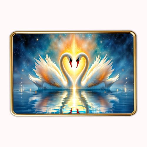 Image of Vastu Swan Pair Photo Frame, Gold, Slim, Sparkle Coated Lamination, for Living Room and Office, 18x24 Inch 53009
