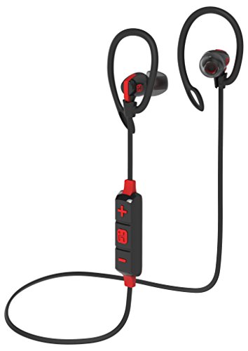 iHome Bluetooth Wireless Water-Resistant Sport Earphones with Mic Remote and Sport Clips Black/Red