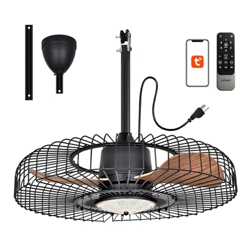 Orison Outdoor Ceiling Fans with Lights for Patio, 24' Weatherproof Ceiling Fan, Gazebo Fan Remote &...