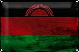 FEMER Blechschild Flagge Malawi 30x20cm Flag of Malawi Rost