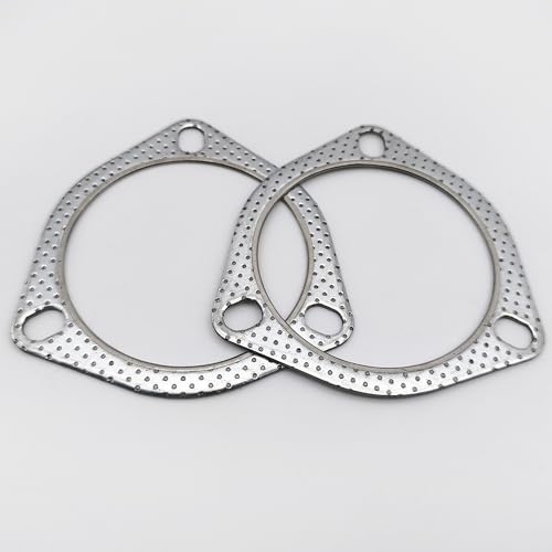 Image of 3.5 Inch Exhaust Gasket 3-Bolt 89mm Flange High Temperature Graphite w /Fire Ring Replacement 2 Pcs