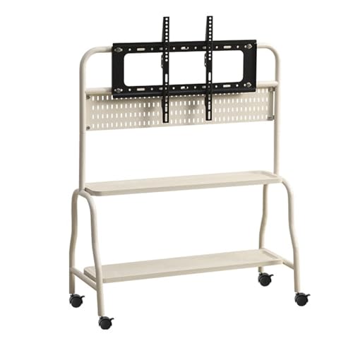 forestalk Soporte de TV móvil con ruedas, carrito de altura ajustable resistente para televisores de 40 a 85 pulgadas, carrito de suelo con almacenamiento para oficina, escuela, hogar