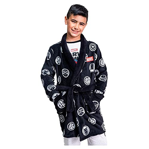 Batín de Capitán América y Marvel - Color Azul con Detalles Blancos y Rojos - Talla 7 Años - Bata Larga Fabricada con Poliéster 100% - Colección de Marvel - Producto Original Diseñado en España