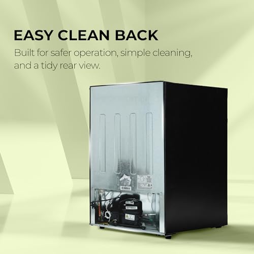 Image of Haier 100 L 2 Star Direct Cool Single Door Mini Bar Refrigerator with Chiller Freezer Box, LED Light for Clear View, Lock & Key and Easy Clean Back (HRD-1252KSA, Black Steel, 2026 Model)