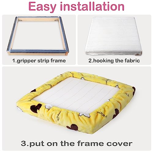 Image of ICZW Gripper Strip Frame Punch Needle Frame Rug Hooking with Frame Cover 15.7 inch x 15.7 inch (Yellow)