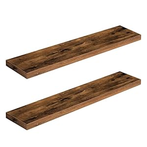 HOOBRO Floating Shelves, Wall Shelves Set of 2, Wall Mounted Shelves, 100 cm, Wall Display Racks, Decorative Hanging Shelf, Wooden Shelves, for Bathroom, Bedroom, Kitchen, Rustic Brown EBF100BJP201G2
