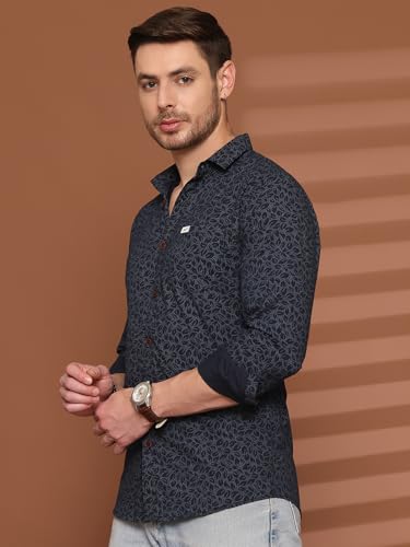 Image of Majestic Man Printed Pure Cotton Slim Fit Casual Shirt