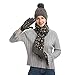 Gloves Scarf Hat, Women Hat Scarf Set Winter Warm Knit Beanie Hat Scarf Set Touchscreen Gloves for Women Scarf for Women (Dark gray)
