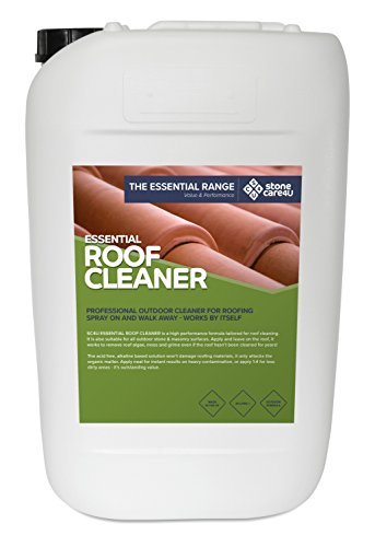 Stonecare4u Essential - Powerful ROOF Cleaner - Fast, Easy, Highly Effective, Removes Dirt, Moss and Green Algae. Just Apply, Leave and Watch The Dirt Melt Away (25 Litre)
