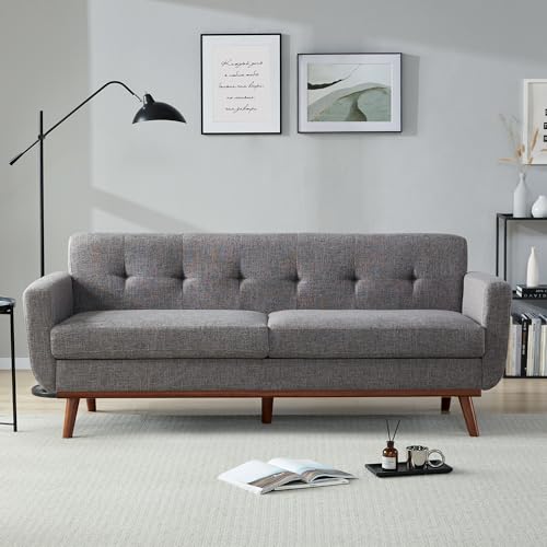 Image of Kingfun 77.2 inch W Loveseat Sofa, Mid Century Modern Decor Love Seat Couches for Living Room, Button Tufted Upholstered Furniture, Solid & Easy to Install Small Couch for Bedroom Office Apartment, Gray