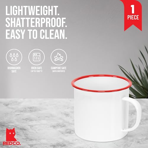 Taza grande clásica Red Co de metal esmaltado 22 oz miniatura 3