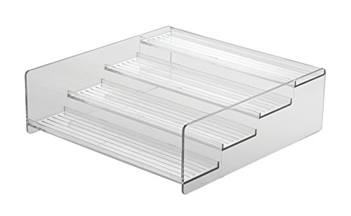 mDesign Plastic Bathroom Storage Organizer Shelf for Cabinet, Vanity, Countertop - Holds Vitamins, Supplements, Medicine Bottles, Nail Polish, Makeup - 4 Levels - Ligne Collection, Clear - Image 4