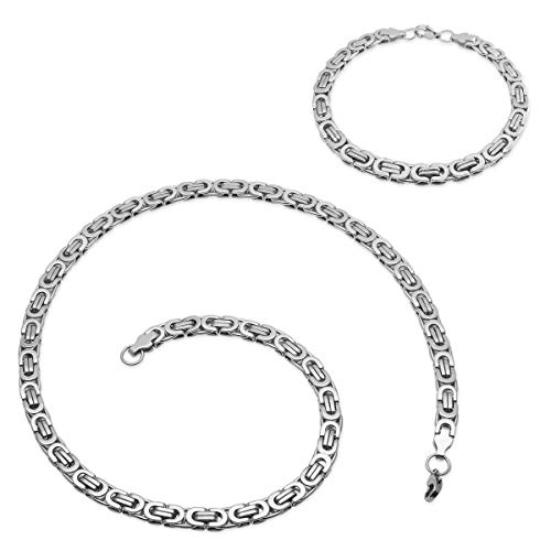 Soul-Cats® Flache Königskette & Armband/Panzerkette/Herren-Kette aus Edelstahl in Silber, Breite: 6 mm, Länge ca. 60 cm Cover