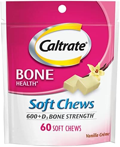 Caltrate Soft Chews 600 Plus D3 Calcium Vitamin D Supplement, Vanilla Creme - 60 Count