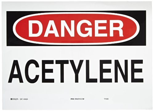 Panneau autocollant acétylène Brady 84324 en polyester pour signalisation de gaz