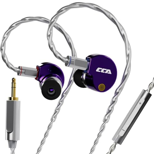 Image of CCA Concept Kart Phoenix Dual Magnet Dynamic Driver IEMs, 10mm LCP Diaphragm, Harman-Tuned, Silver-Plated Detachable Cable, Wired in-Ear Monitors for Studio (Prpl-3.5-Mic)